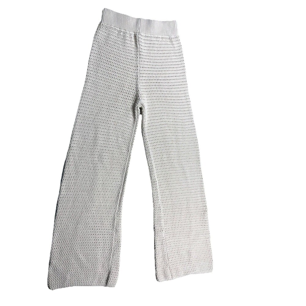 Sincerely Jules Crochet Knit Pants Women Medium Cream Wide Leg Beach Resort Boho
